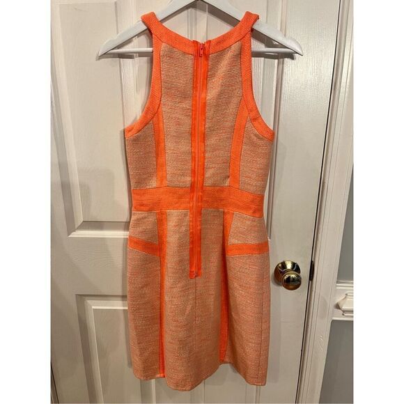 Milly of New York Orange & Tan Tweed Halter Style Dress sz 4 EUC - Picture 5 of 9